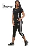 ست تیشرت شلوارک ورزشی زنانه سه خط adidas