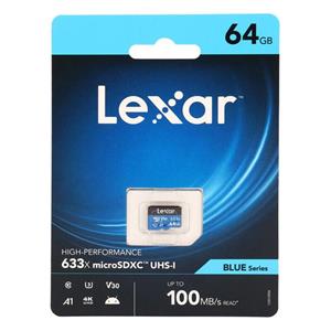 رم میکرو ۶۴ گیگ لکسار Lexar Blue Series 633X A1 V30 U3 C10 100MB/s