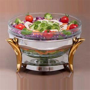 سوفله سالاد خوری رزلند با انبر استیل رزلند با دسته قایقی طلایی