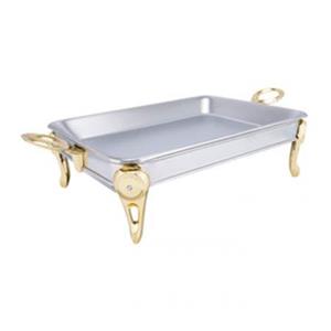 سوفله برنج خوری 8 نفره استیل رزلند با دسته حلقه نگین طلایی