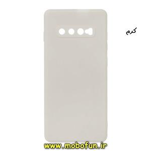 قاب گوشی Galaxy S10 Plus سامسونگ طرح سیلیکونی ژله ای TPU کرم کد 111
