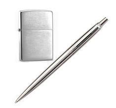 ست هدیه خودکار ژوتر پارکر و فندک زیپو Gift set Parker ballpoint pen Zippo Lighter