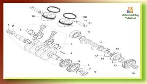 میل لنگ وپیستون E08 249S PISTON,CONNECTING ROD CRANKSHAFT ASSY 