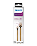 ​کابل تبدیل USB به Lightning طلایی فیلیپس مدل philips DLC2608G​ طول 1.2 متر