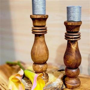 ست شمعدانی چوبی رنگ قهوه ای تیره ضد آب چوب روس