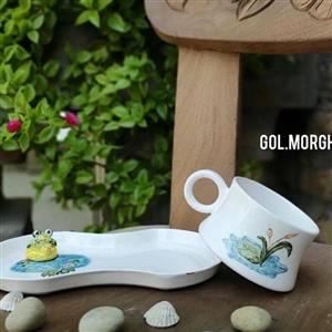 ست فنجون چای خوری و زیر فنجانی برجسته برکه \n