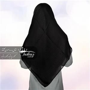 روسری مشکی نخ ژاکارد دور دست دوز قواره دار