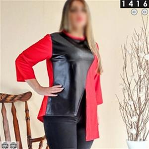 لباس مجلسی شیک یلدایی سایز بزرگ 44  تا 60 جنس کرپ کبریتی و چرم