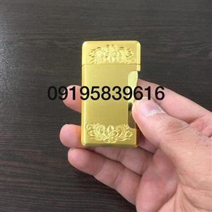فندک گازی روکش طلا  2شعله با حک اسم و جعبه چوبی باشناسنامه