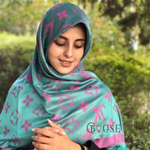 روسری ژاکارد نخ طرح ال وی  درشت رنگ سبز سرخابی