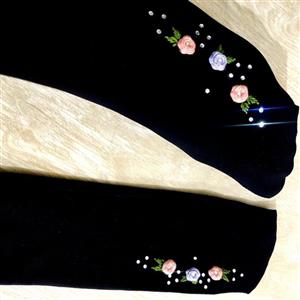 جوراب گلدوزی با نگین طرح 3