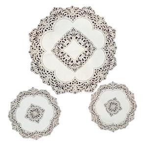 رومیزی گرد  دایره  مخمل ملیله دوزی شده سه تکه طرح دانتل