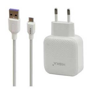 شارژر دیواری 2 پورت + کابل آیفون 1 متر هیسکا (HISKA) مدل H-111Q\n\n
