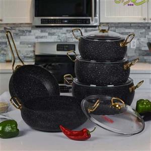 سرویس قابلمه 10 پارچه خمره ای مشکی فورج  پی ام تی