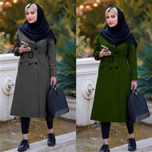 مانتو دانشجویی یاسمین میکرو جلو بسته دکمه ای بلند 38تا44