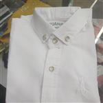 پیراهن سفید پسرانه ساده پارچه نگالدر سایزبندی 35 تا 60