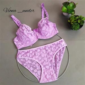 ست سوتین و شورت طرح قلبی رنگ بنفش