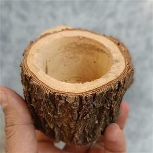 گلدان تنه درختی طبیعی چوبی گرد t1