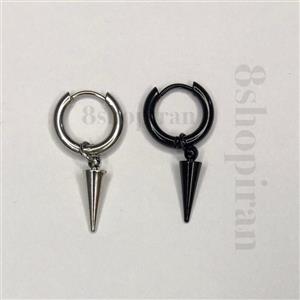 گوشواره تکی حلقه ای آویز تک مثلثی استیل و ضد حساسیت