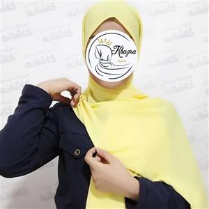شال زرد لیمویی کرپ حریر  گرم بالا درجه یک حجاب خضرا