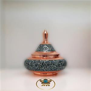 بشقاب پرنده کوچک مس و فیروزه کوب برند آقاجانی