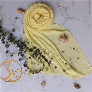 شال کرپ حریر لیمویی تک رنگ