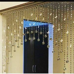 پرده کریستالی درجه 2 شامپاین مدل شالدار عرض 100