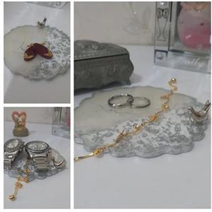 جا حلقه . زیورآلات.  اکسسوری رزین با گنجشک نقره ای