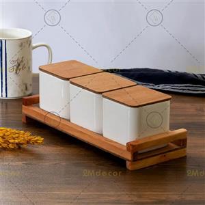 اردو خوری سرامیکی با استند چوبی 