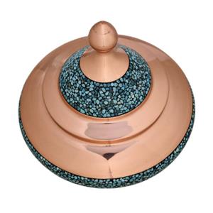 قندان سفینه ای پشقاب پرنده فیروزه کوبی نیشابور 17 سانتی گز خوری 