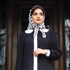 مینی اسکارف نخی طرح خال خالی قواره 70