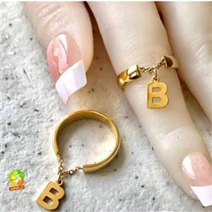 انگشتر نیم بند  آویز دار حرف B