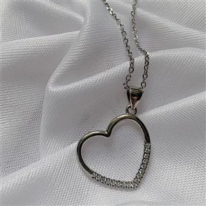 گردنبند نقره تک طرح قلب نگین دار