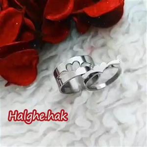 انگشتر ست فری سایز  استیل رنگ ثابت طرح قلب بالدار با حکاکی