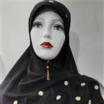روسری کرپ خاویار  طرح ترکیبی تور  بابونه گالری حجاب رئوف