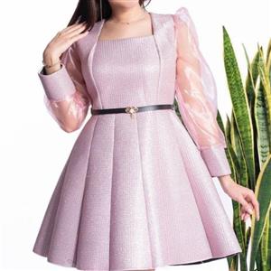 پیراهن مجلسی - پیراهن رها - لمه حصیری و حریر شیشه - 36 تا44