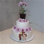 کیک روز مادر با گل طبیعی 3کیلویی 2طبقه