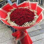 دسته گل طبیعی رز و گل عروس لاکچری 100تایی