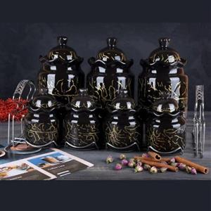 پاسماوری هفت پارچه استنددار مشکی با رگه های طلائی کیفیت بسیار بابا