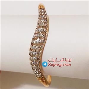 دستبند النگویی ژوپینگ دو رنگ نگین دار مارک Xuping