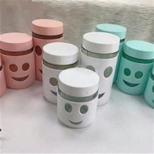 بانکه لبخند شیشه ای سه تایی در رنگ های متنوع.ارتفاع 10 و 13 و 15 س