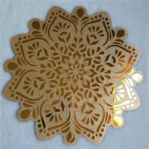 رومیزی گرد طلایی قطر 70 سانت طرح ستاره (میزخاطره) 