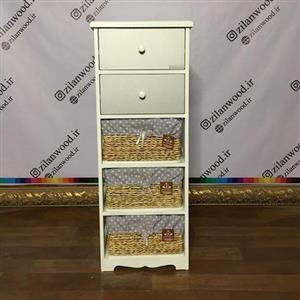 ارگانایزر سه سبد حسیریو دو کشو  چوبی در سه رنگ سفید M124sقهوه ای M125s طوسی سفید
