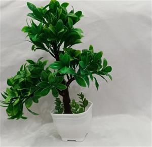 گل مصنوعی  همیشه بهار برگ ریحانی با گلدان پلاستیکی کد f1