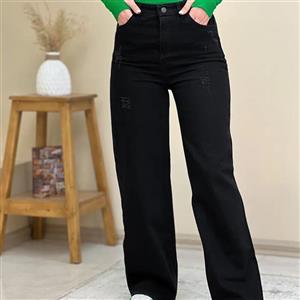 شلوار نیم بگ جین زنانه  رنگ ثابت