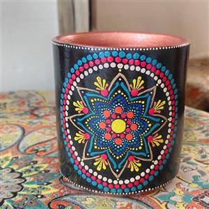 استوانه قلمدان (گلدان )نقطه کوبی  استوانه ای 12 سانتی