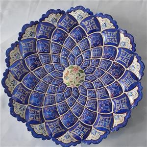 بشقاب میناکاری بر روی مس طرح گنبد مسجد شیخ لطف الله قطر 30 سانتی متر 