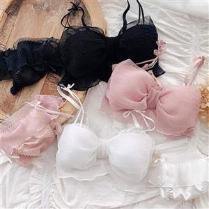 ست شورت و سوتین عروس طرح پاپیون و تور