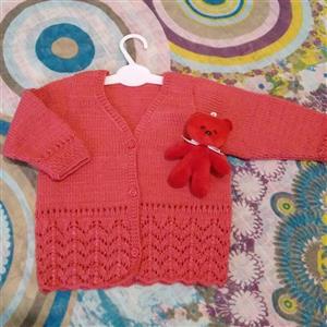 ژاکت بافتنی نوزادی دستبافت دخترانه 