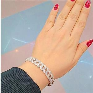 دستبند نقره زنانه کارتیر نگین دار ضد حساسیت بدون ریزش نگین 